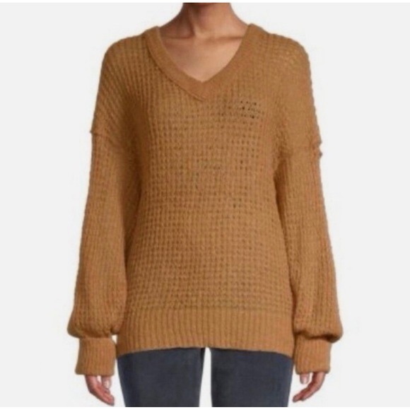 Free People Women's Lulu Oversized Knit Sweater Ginger Brown Wool Alpaca Size M - Picture 8 of 9